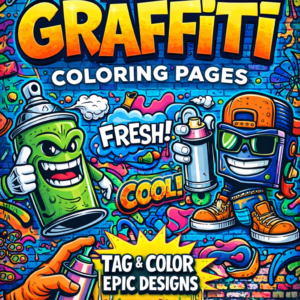 abstract graffiti adult coloring book page