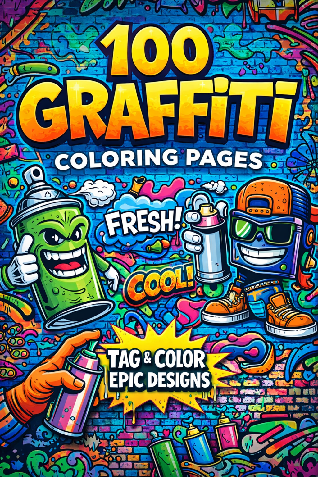 abstract graffiti adult coloring book page